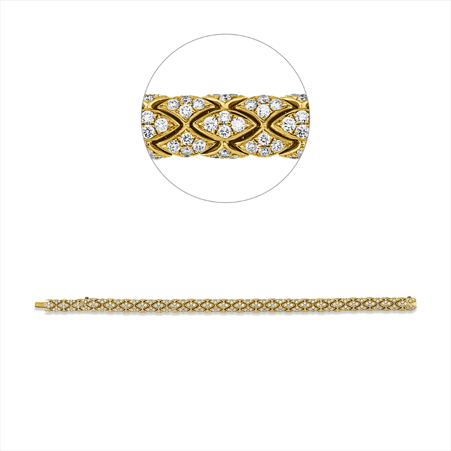 Tennisarmband  18kt Gelbgold mit 5,42ct Diamanten