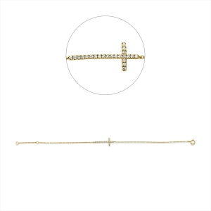 Armband 18 kt GG Kreuz, mit ZÖ 16 cm