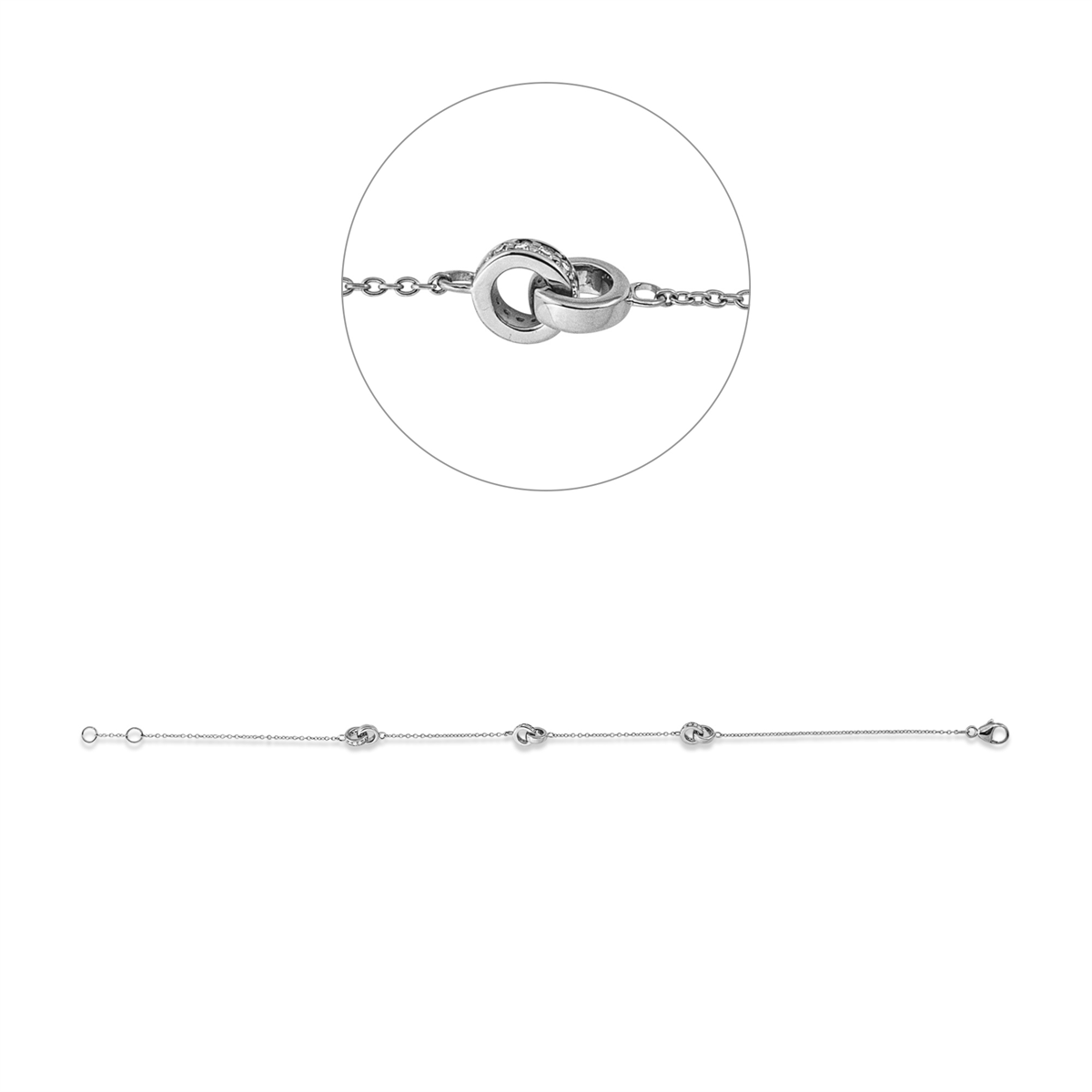 Armband 18 kt WG, mit ZÖ 18 cm