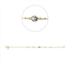 Armband  18kt Gelbgold Fassung rhodiniert mit Farbstein