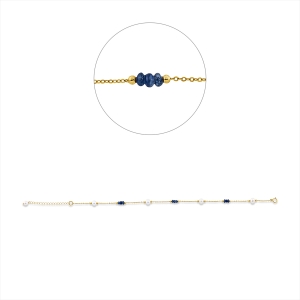 Armband  18kt Gelbgold mit ZÖ 21 cm mit Farbstein