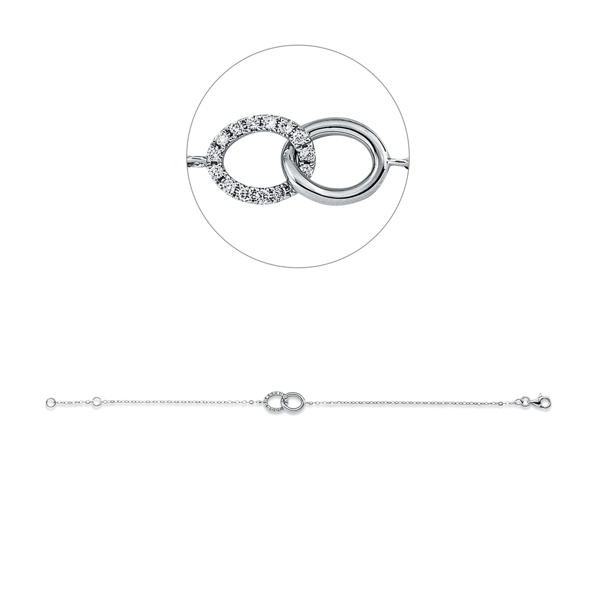Armband 18 kt WG, mit ZÖ 15,5 cm
