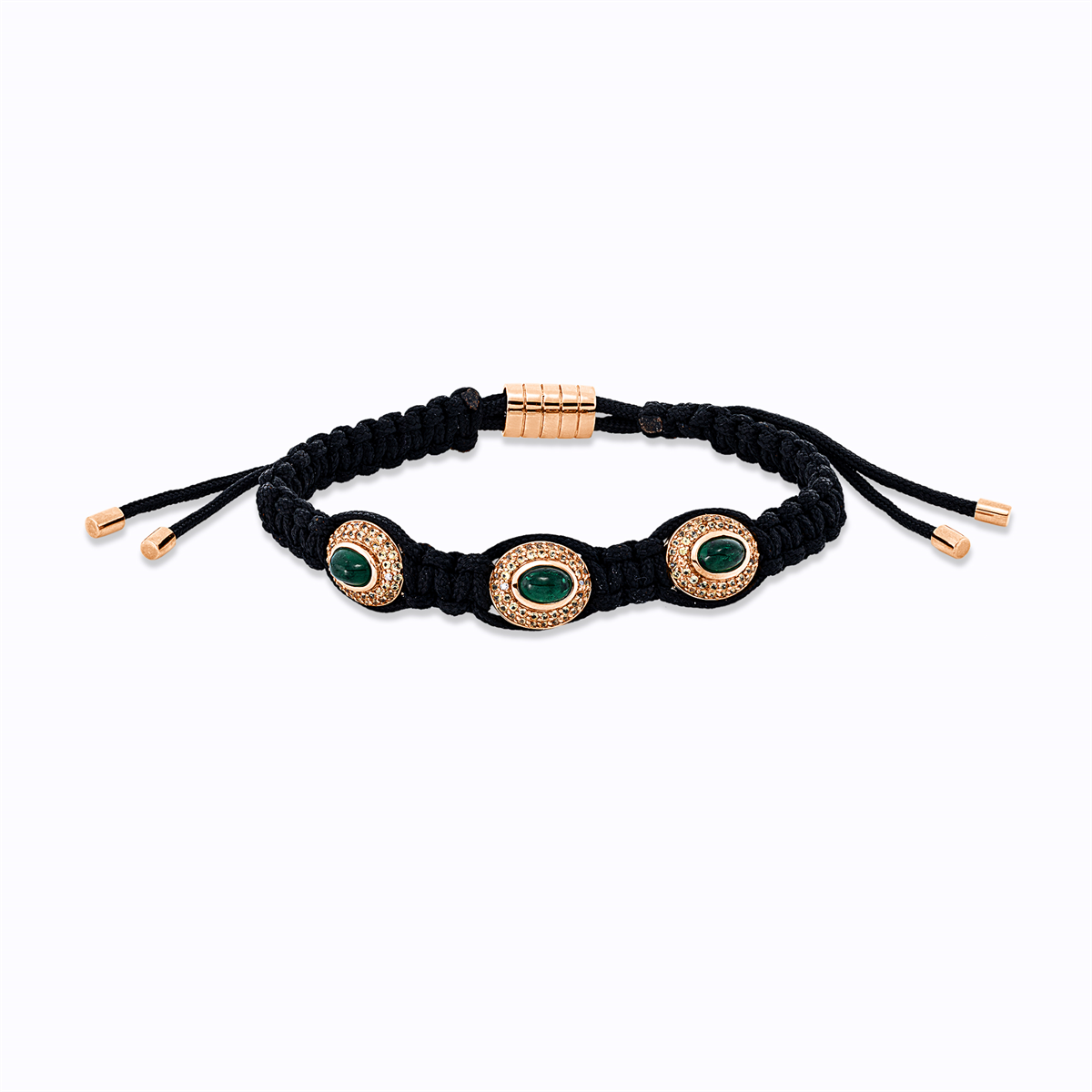 Armband 18 kt RG, schwarzes cord