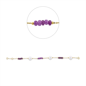 Armband  18kt Gelbgold mit ZÖ 17,5 cm mit Farbstein