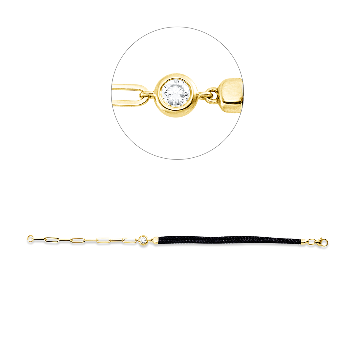 Armband 18 kt GG, Black cord