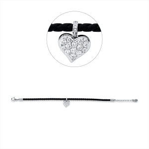 Armband 18 kt WG, schwarzes cord,mit ZÖ 16,5 cm