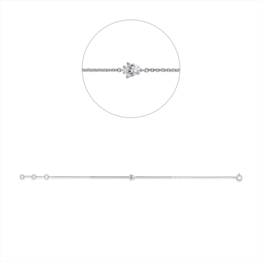 Armband 18 kt WG, mit ZÖ 15,5 cm + 16,5 cm