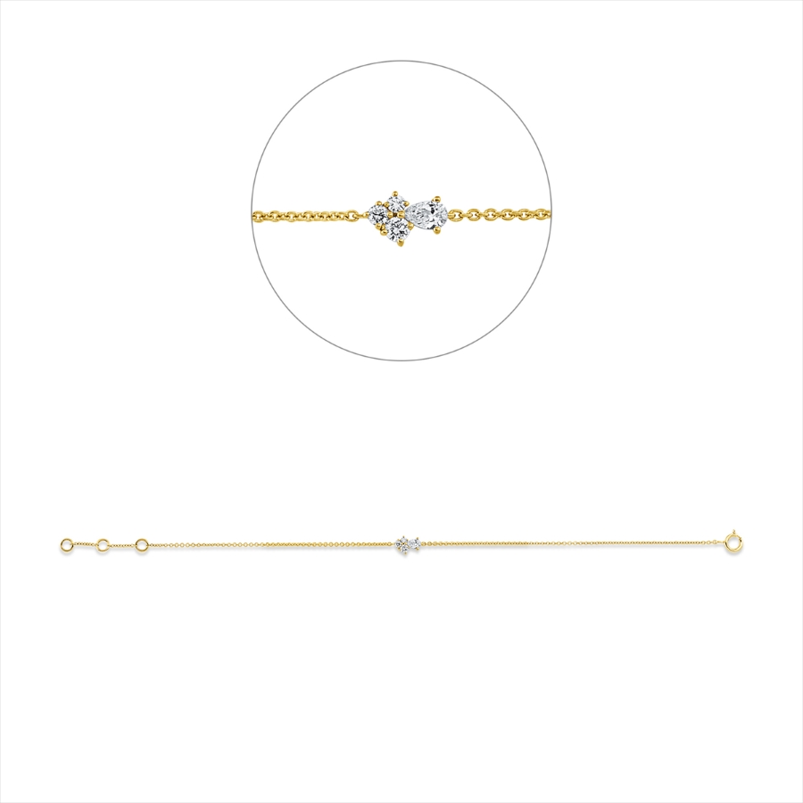 Armband 18 kt GG, mit ZÖ 15,5 cm + 16,5 cm