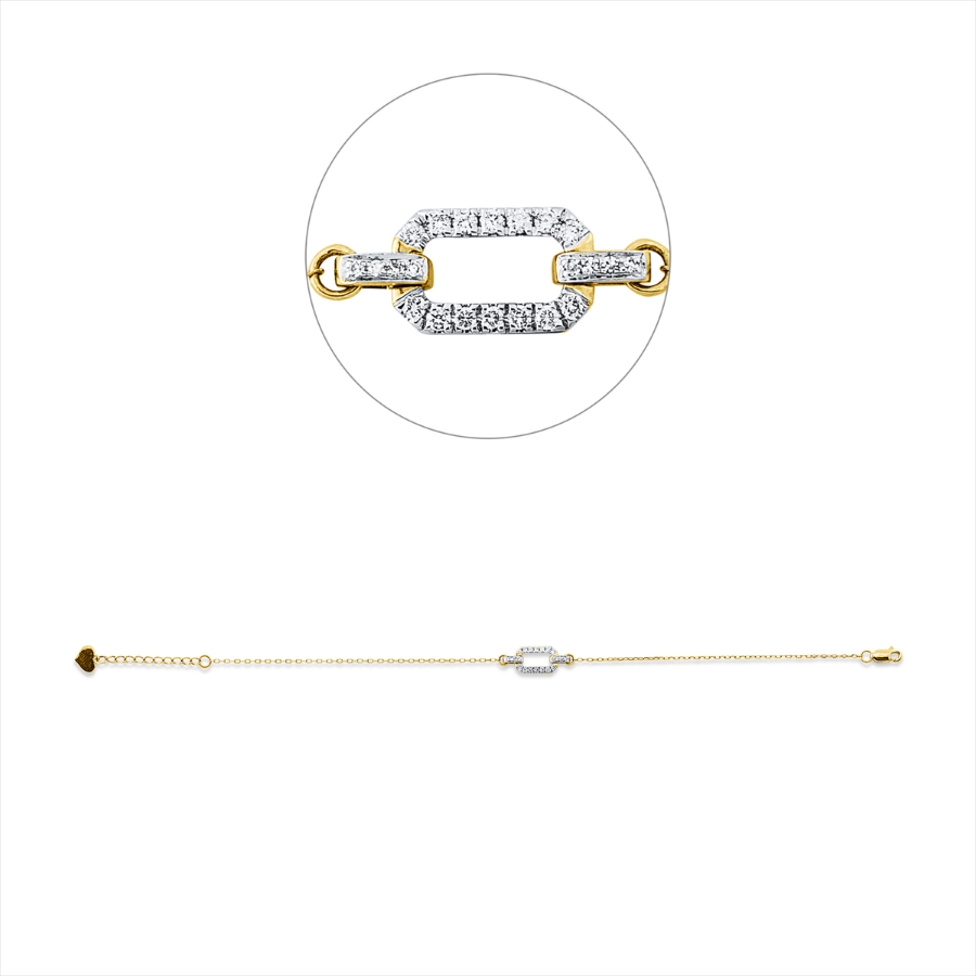 Armband 14 kt GG+WG, mit ZÖ 18 cm
