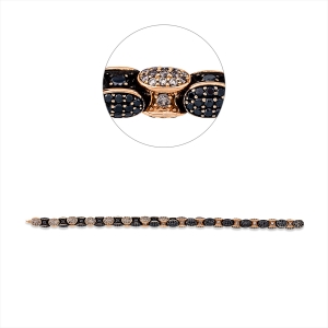 Armband 18 kt RG, Fassung teils schwarz rhodinie