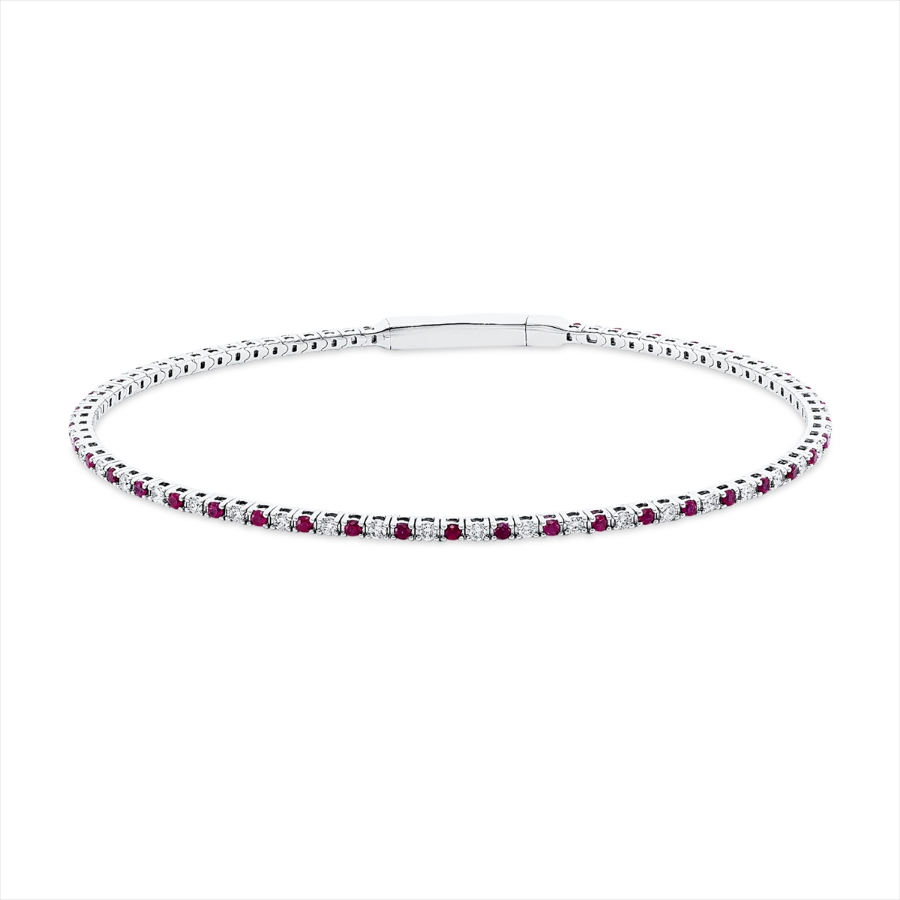 Armreif 18 kt GG, Fassung rhodiniert