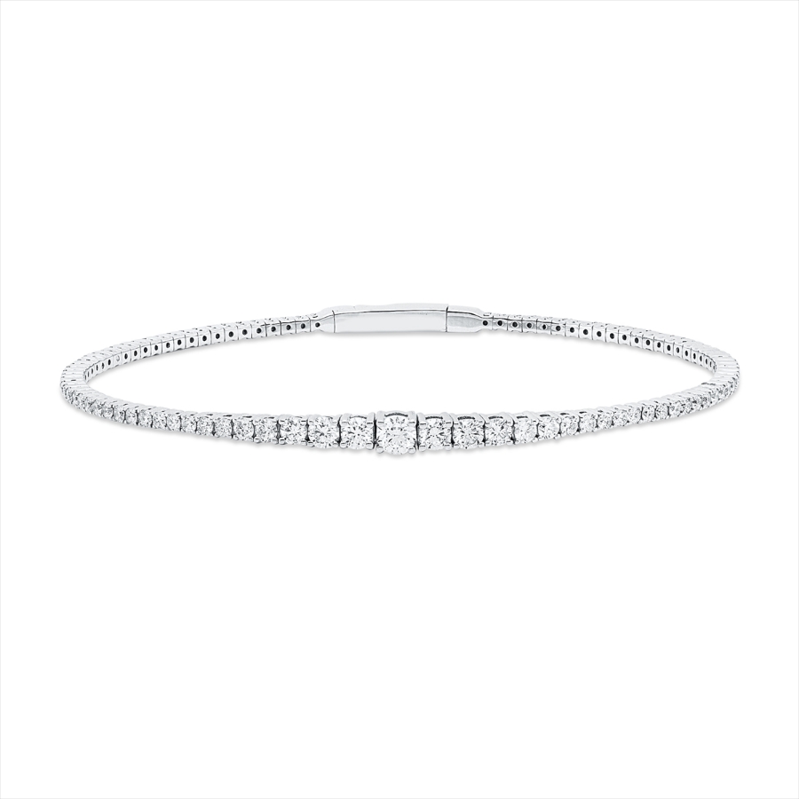Tennisarmband  18kt Weißgold Flex-Band, variabel mit 2,17ct Diamanten