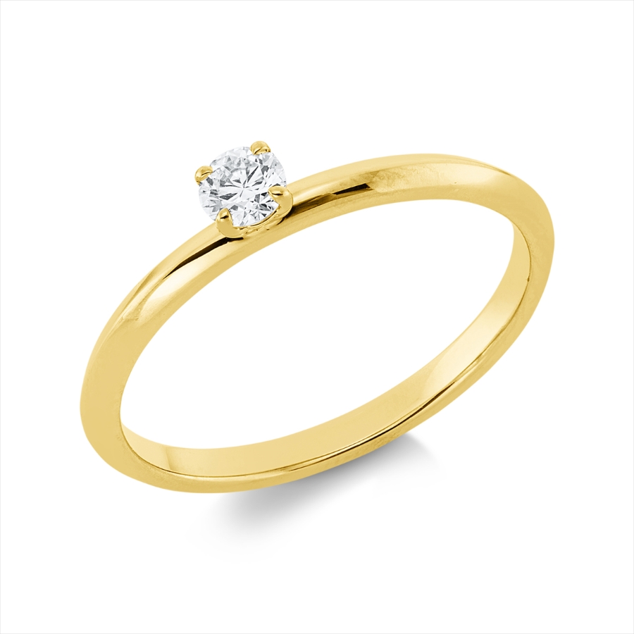 Solitaire Ring 4er-Krappe 18kt Gelbgold mit 0,14ct Diamanten