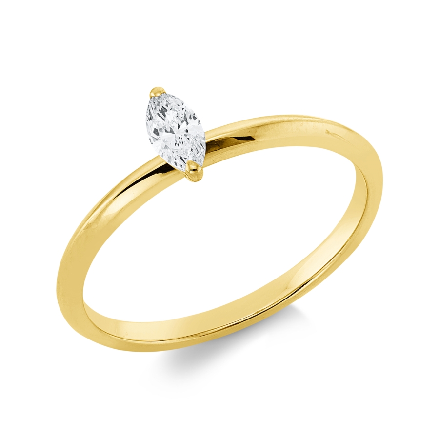 Solitaire Ring 2er-Krappe 18kt Gelbgold mit 0,20ct Diamanten