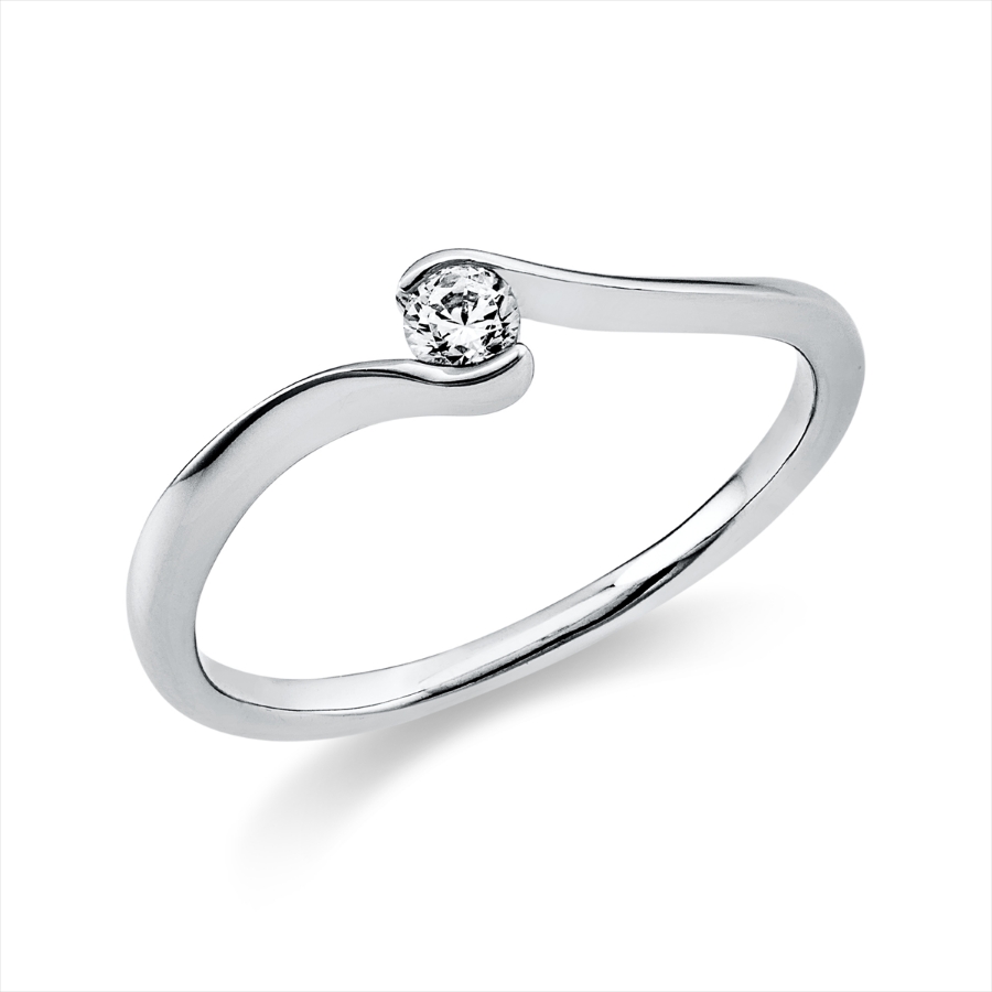 Solitaire Ring  18kt Weißgold mit 0,10ct Diamanten