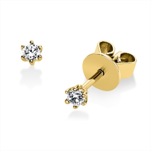 Solitaire Ohrstecker 6er-Krappe 14kt Gelbgold mit 0,10ct Diamanten