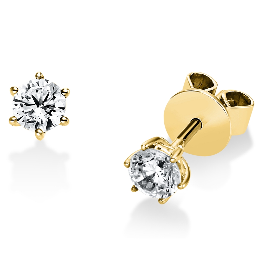 Solitaire Ohrstecker 6er-Krappe 14kt Gelbgold mit 0,50ct Diamanten