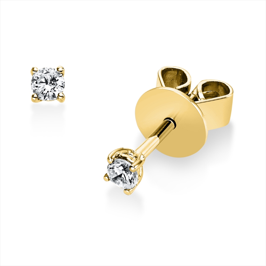 Solitaire Ohrstecker 4er-Krappe 14kt Gelbgold mit 0,10ct Diamanten