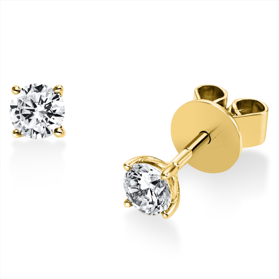 Solitaire Ohrstecker 4er-Krappe 14kt Gelbgold mit 0,40ct Diamanten