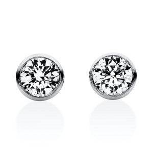 Solitaire Ohrstecker Zarge 14kt Weißgold  V-Zarge mit 0,50ct Diamanten