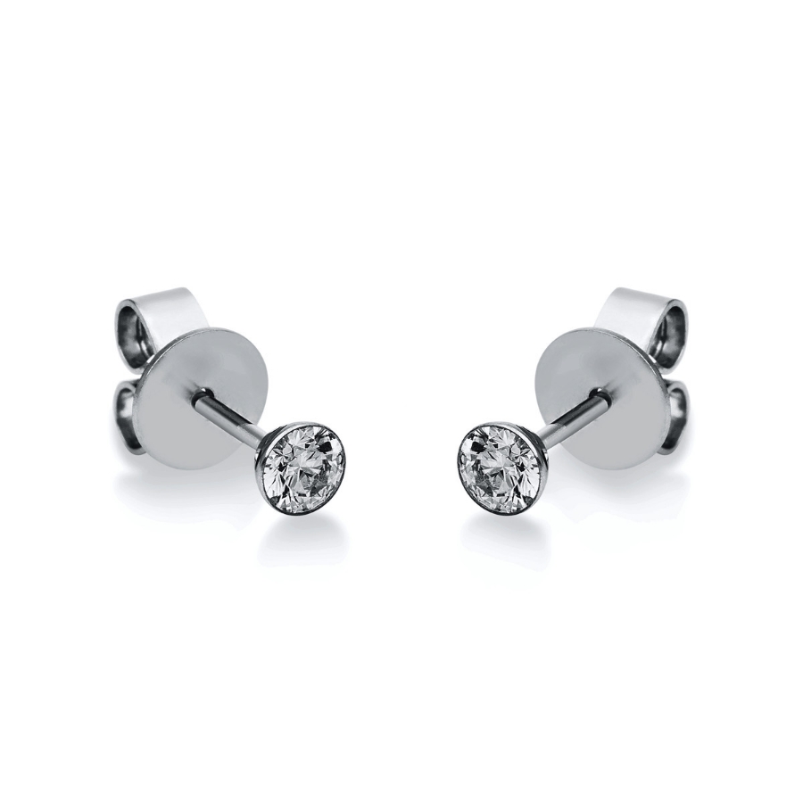Solitaire Ohrstecker Zarge 18kt Weißgold mit 0,25ct Diamanten