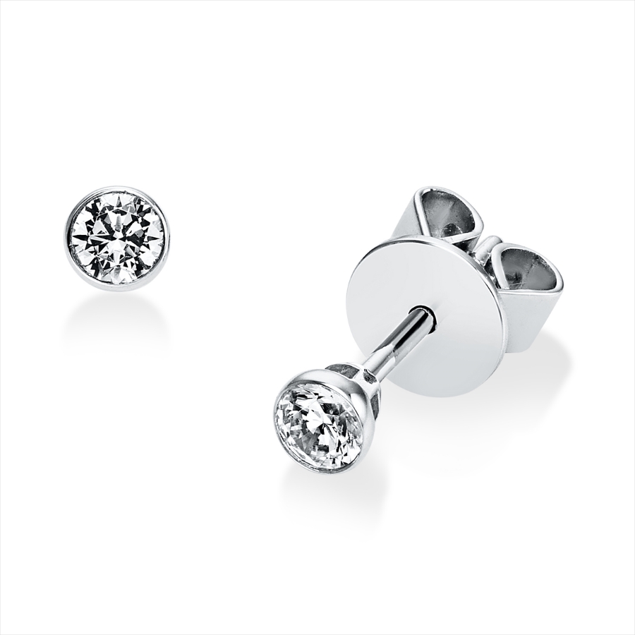 Solitaire Ohrstecker Zarge 14kt Weißgold mit 0,20ct Diamanten