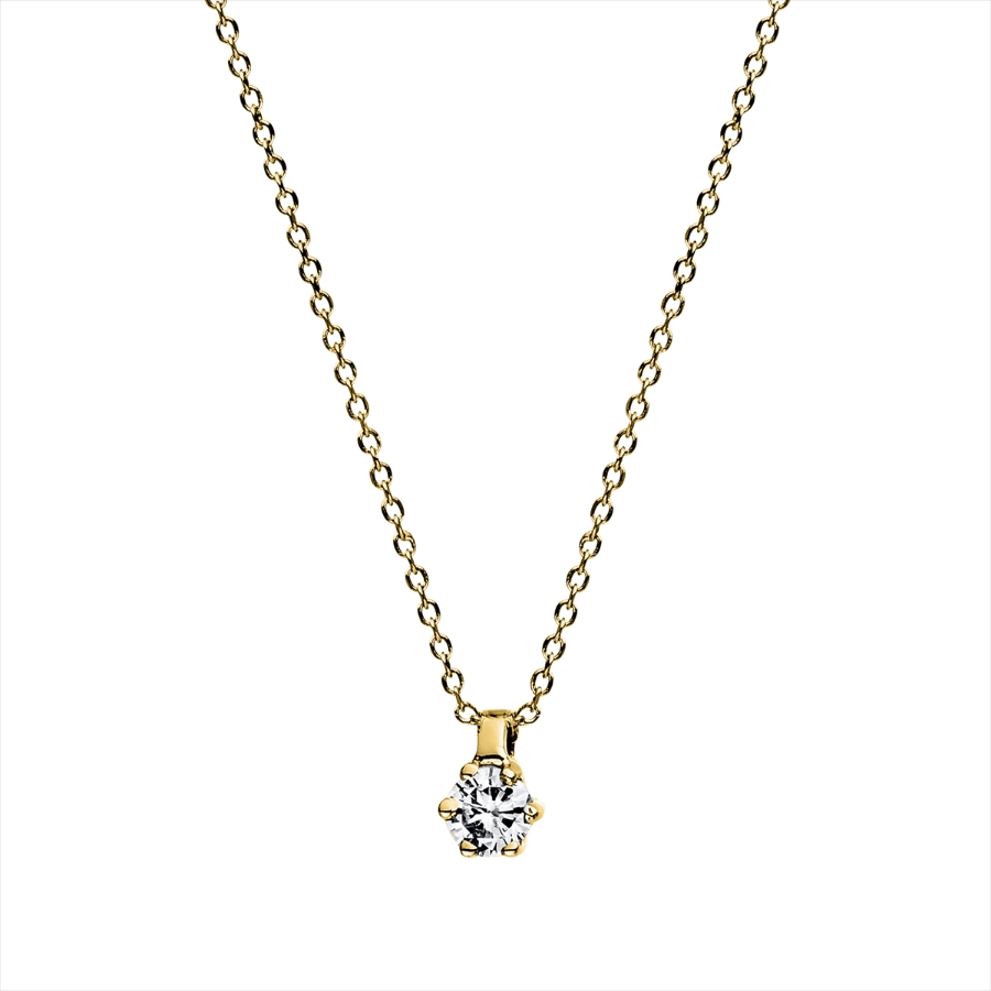 Solitaire Collier 6er-Krappe 18kt Gelbgold mit 0,05ct Diamanten