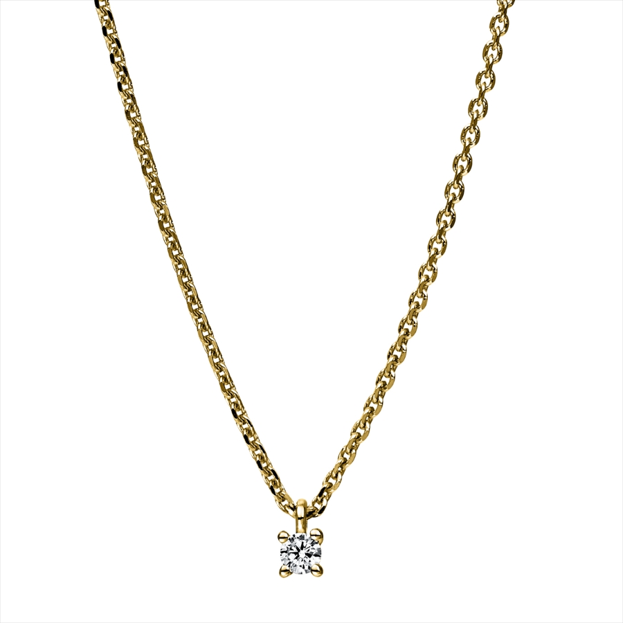 Solitaire Collier 4er-Krappe 18kt Gelbgold mit 0,05ct Diamanten