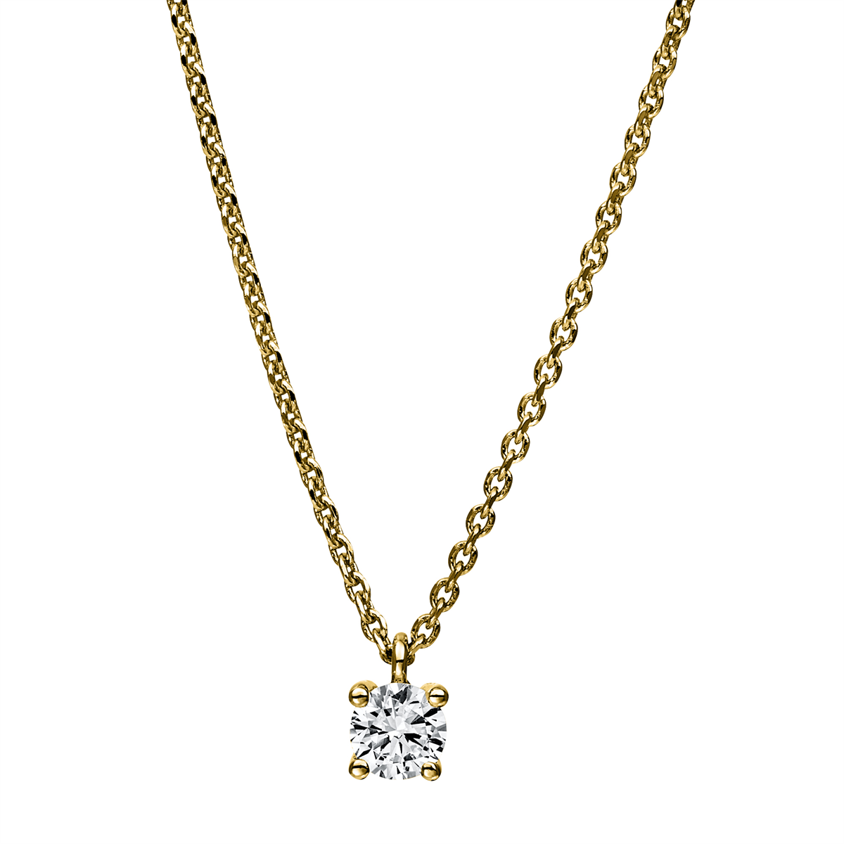 Solitaire Collier 4er-Krappe 18kt Gelbgold mit 0,20ct Diamanten