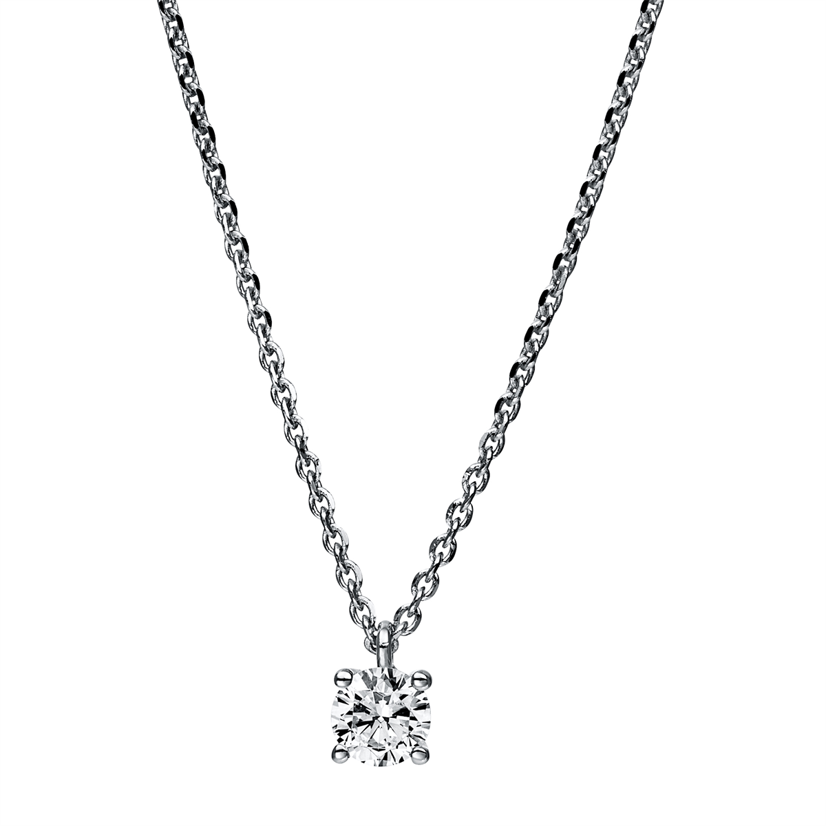 Solitaire Collier 4er-Krappe 14kt Weißgold mit 0,25ct Diamanten