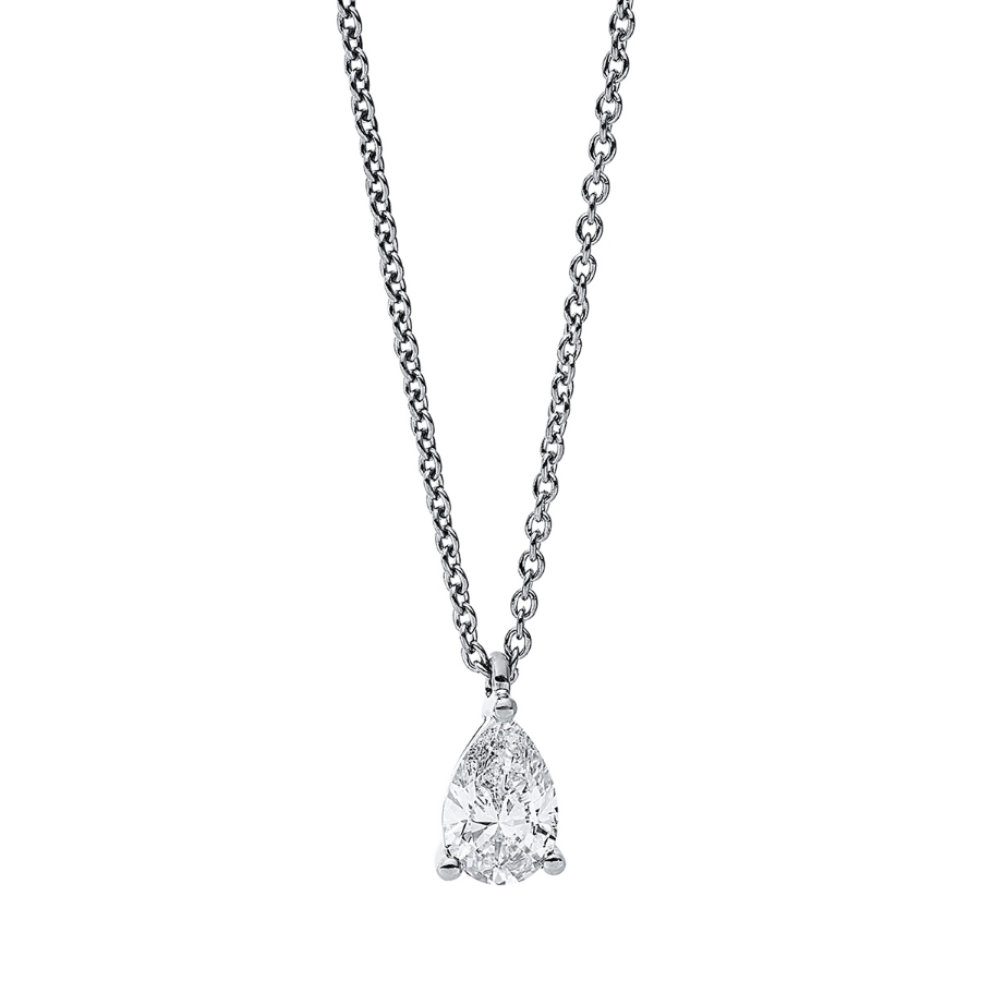 Solitaire Collier 3er-Krappe 18kt Weißgold mit ZÖ 42 cm Tropfen mit 0,41ct Diamanten