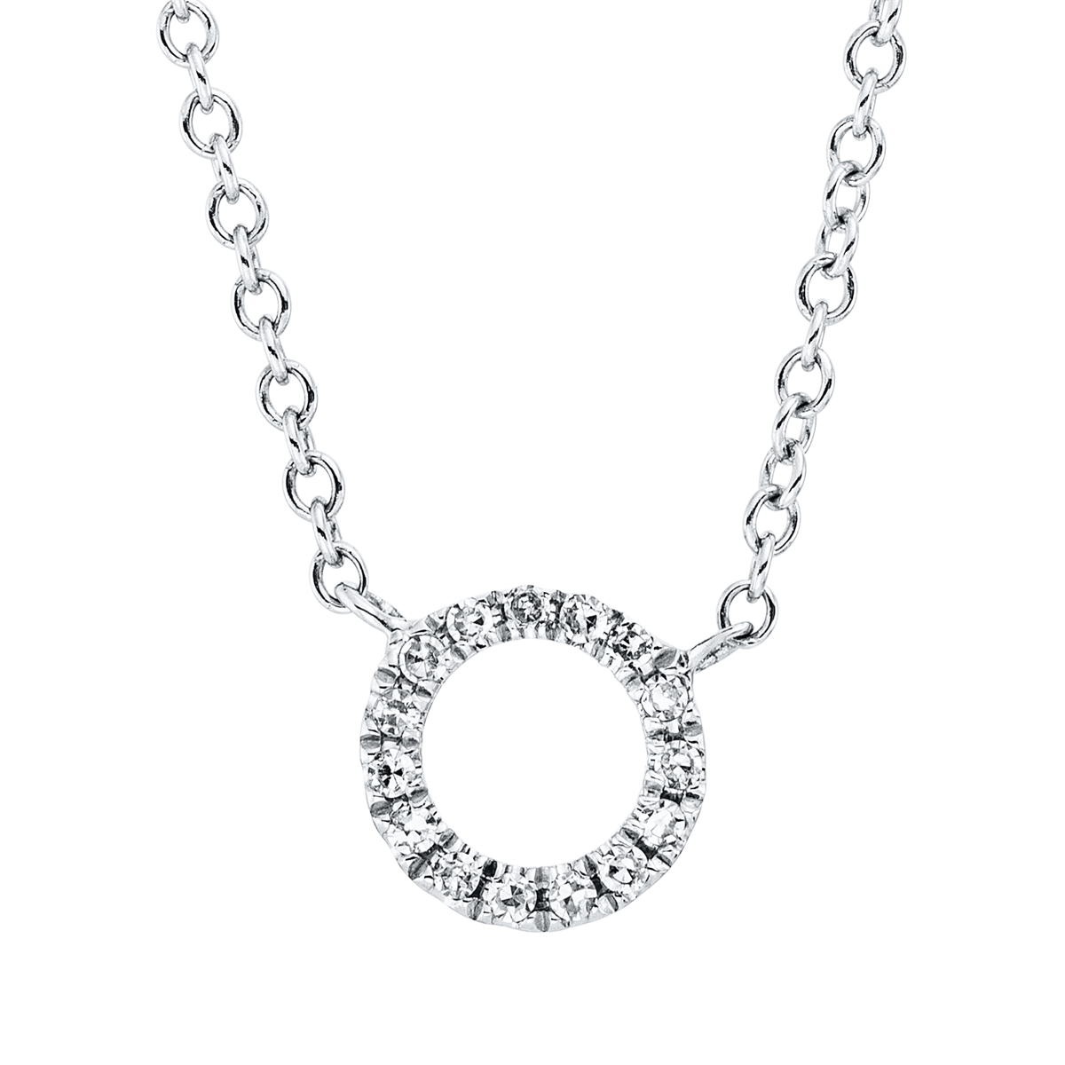 Collier 18 kt WG Kreis, mit ZÖ 43 cm + 40,6 cm