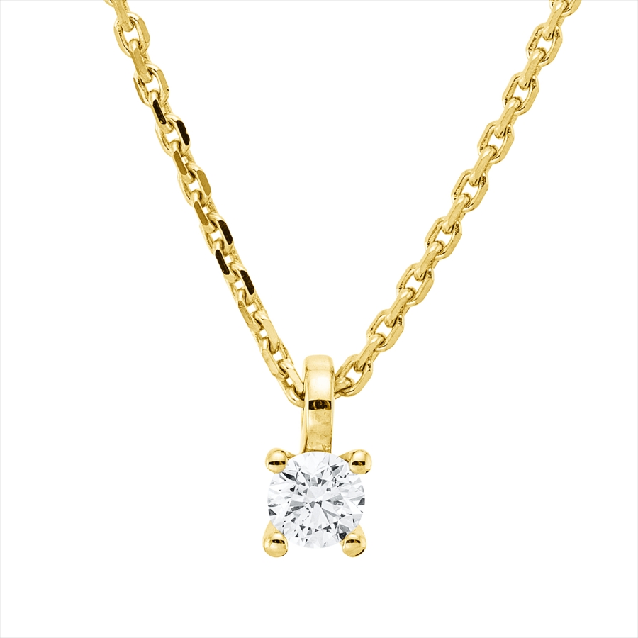 Solitaire Collier 4er-Krappe 18kt Gelbgold mit ZÖ 42 cm mit 0,15ct Diamanten