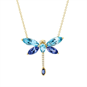 Collier 18 kt GG Libelle, mit ZÖ 40,6 cm