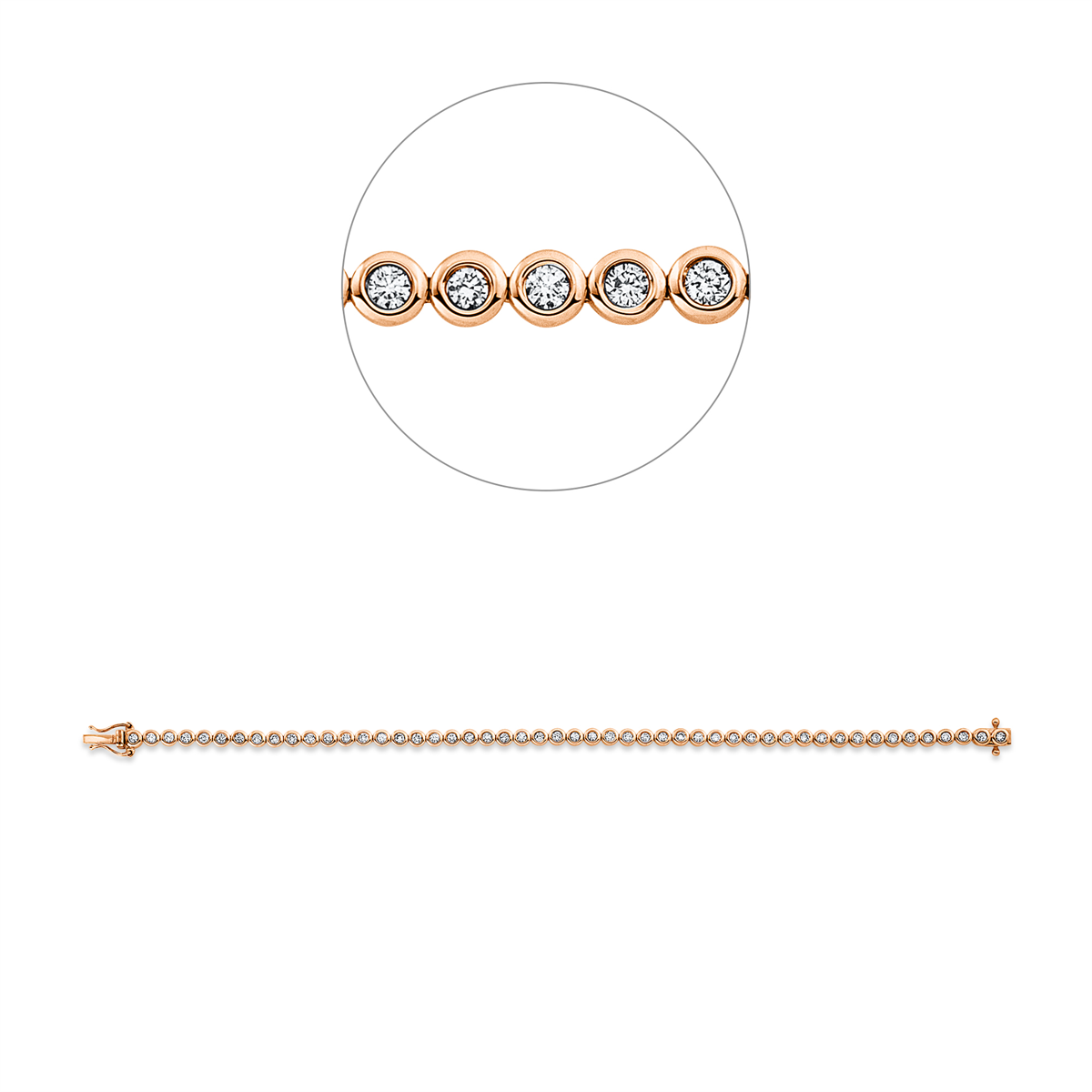 Tennisarmband Zarge 18kt Rotgold / Weißgold mit 1,50ct Diamanten