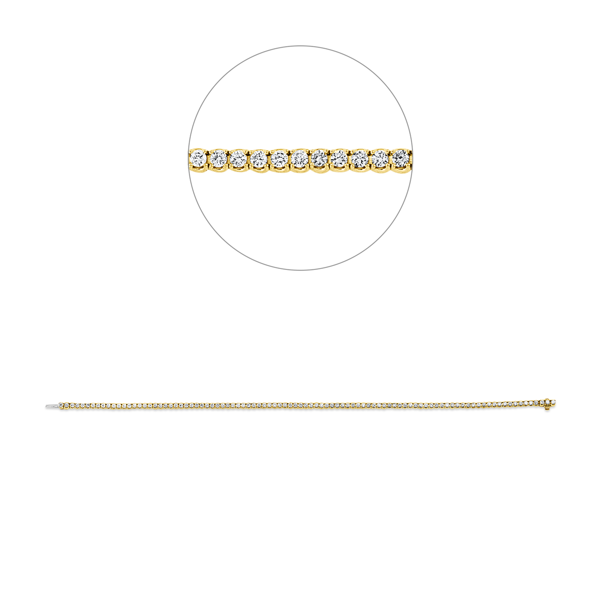 Tennisarmband 4er-Krappe 18kt Gelbgold / Weißgold with American Lock mit 1,52ct Diamanten
