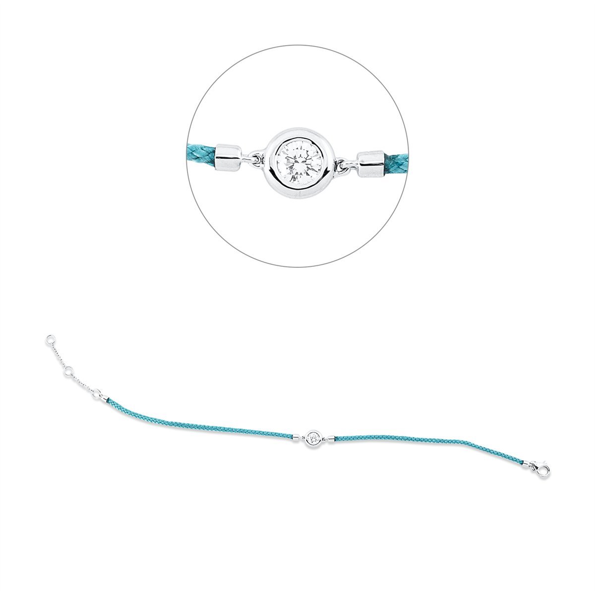 Armband Zarge 18 kt WG, Türkis cord, ZÖ 15+16,5 cm