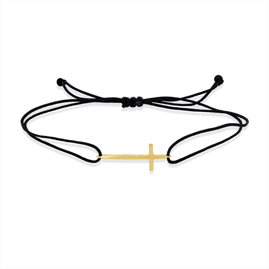 Armband 18 kt GG Kreuz, schwarzes cord