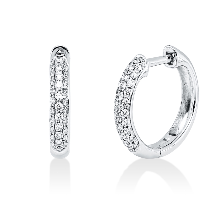 Pavé Creolen  18kt Weißgold mit 0,24ct Diamanten