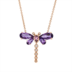 Collier 18 kt RG Libelle, mit ZÖ 40,6 cm