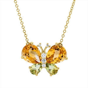 Collier 18 kt GG Schmetterling, mit ZÖ 40,6 cm