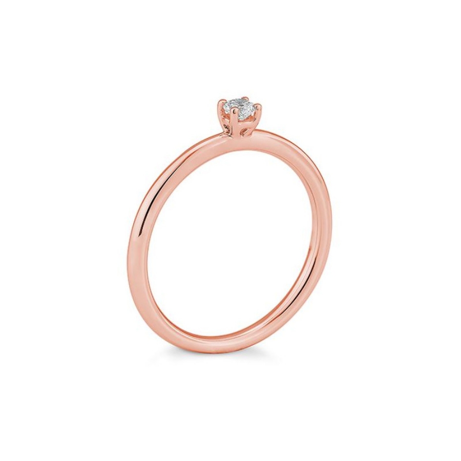 Bild von Verlobungsring Solitär 4 er Krappe 0.10 ct.  750/- Rotgold