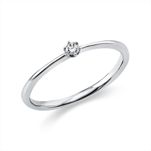 Solitaire Ring 6er-Krappe 18kt Weißgold mit 0,05ct Diamanten