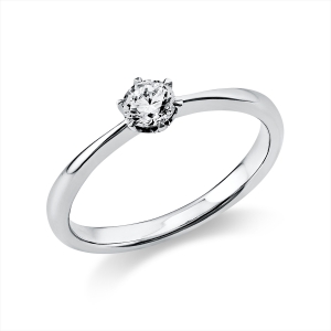Solitaire Ring 6er-Krappe 18kt Weißgold mit 0,25ct Diamanten