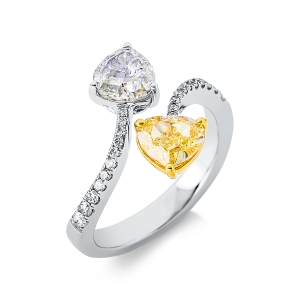 Ring 18 kt WG+GG Herz, 2 GIA