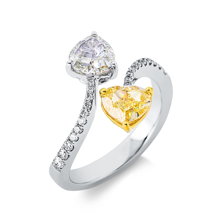 Ring 18 kt WG+GG Herz, 2 GIA