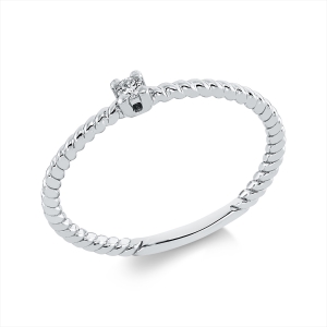 Solitaire Ring  18kt Weißgold mit 0,03ct Diamanten