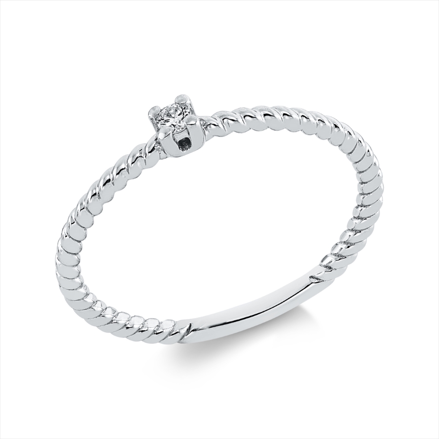 Solitaire Ring  18kt Weißgold mit 0,03ct Diamanten