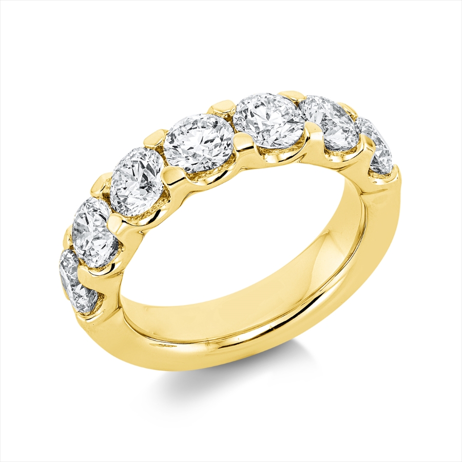 Memoire halb Ring 4er-Krappe 18kt Gelbgold 7 GIA's mit 2,80ct Diamanten