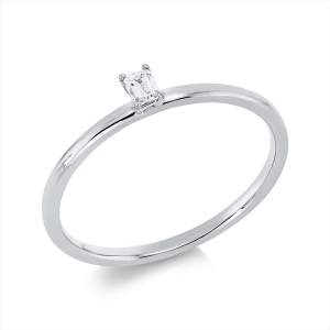 Solitaire Ring 4er-Krappe 18kt Weißgold mit 0,10ct Diamanten